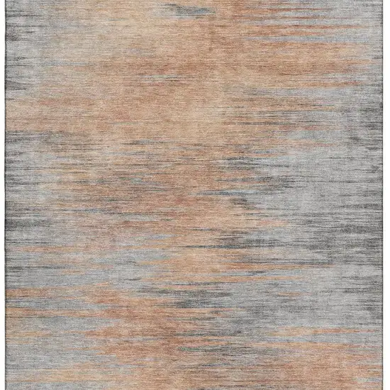 Salmon And Gray Abstract Washable Area Rug With UV Protection Photo 4