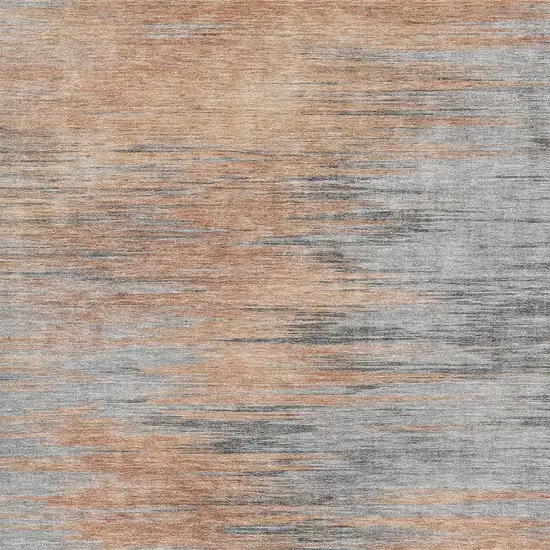 Salmon And Gray Abstract Washable Area Rug With UV Protection Photo 3