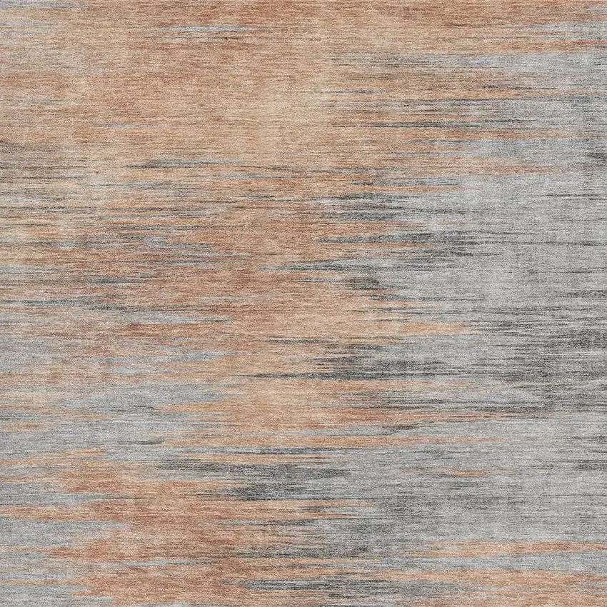 Salmon And Gray Abstract Washable Area Rug With UV Protection Photo 3