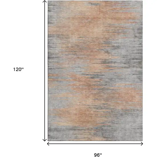 Salmon And Gray Abstract Washable Area Rug With UV Protection Photo 3