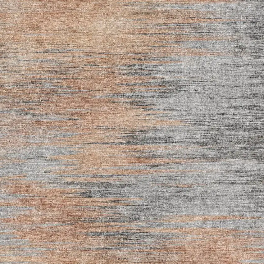 Salmon And Gray Abstract Washable Area Rug With UV Protection Photo 3