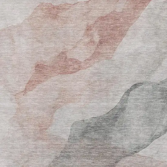 Salmon And Gray Abstract Washable Area Rug With UV Protection Photo 3