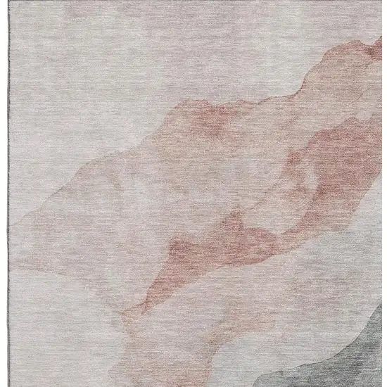 Salmon And Gray Abstract Washable Area Rug With UV Protection Photo 3