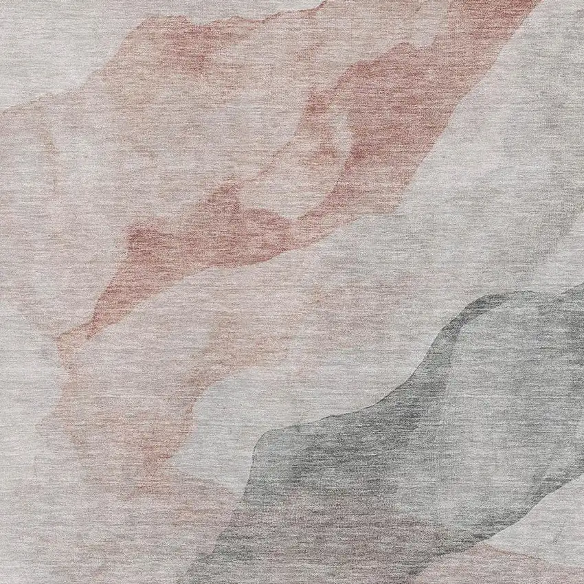 Salmon And Gray Abstract Washable Area Rug With UV Protection Photo 3