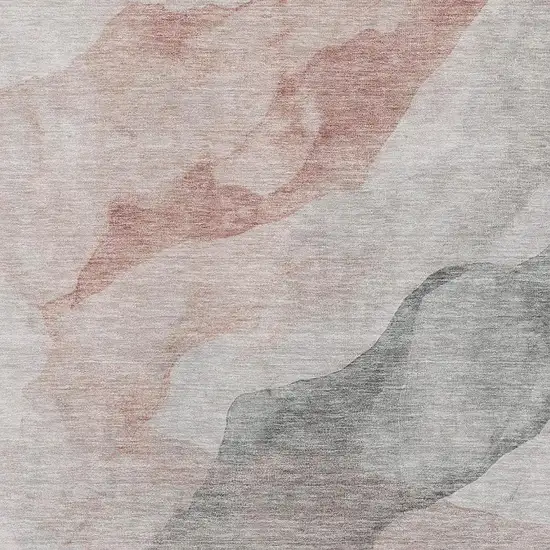 Salmon And Gray Abstract Washable Area Rug With UV Protection Photo 7