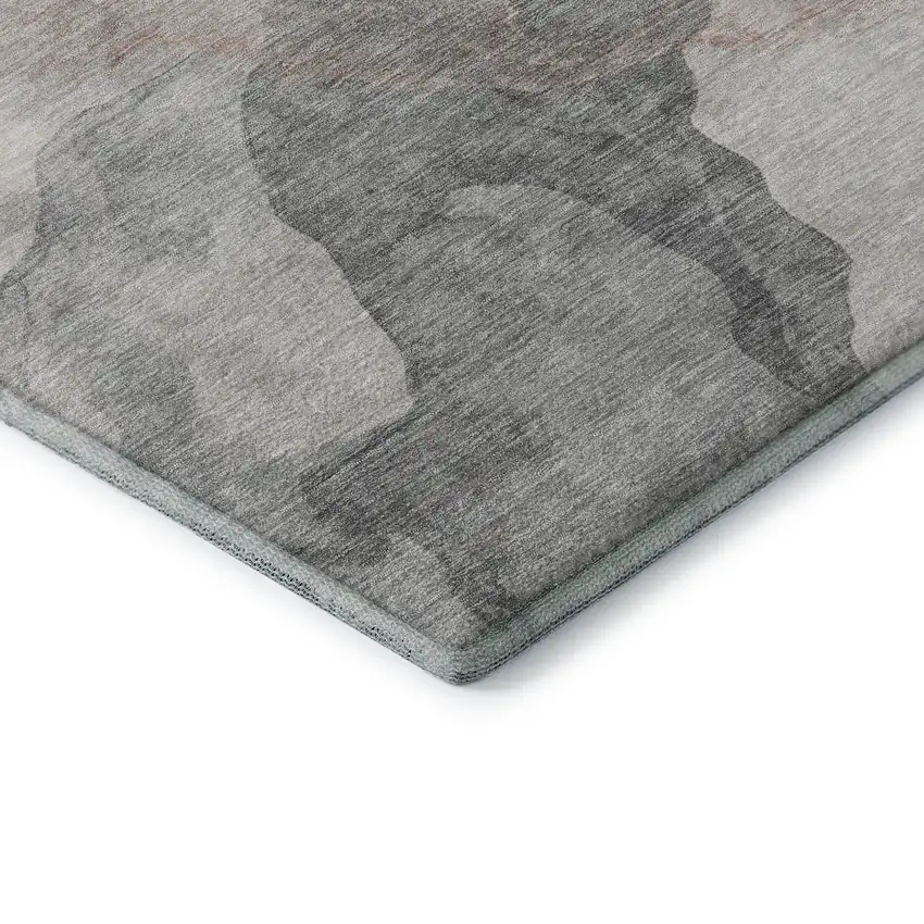 Salmon And Gray Abstract Washable Area Rug With UV Protection Photo 9