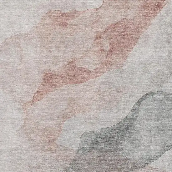 Salmon And Gray Abstract Washable Area Rug With UV Protection Photo 7