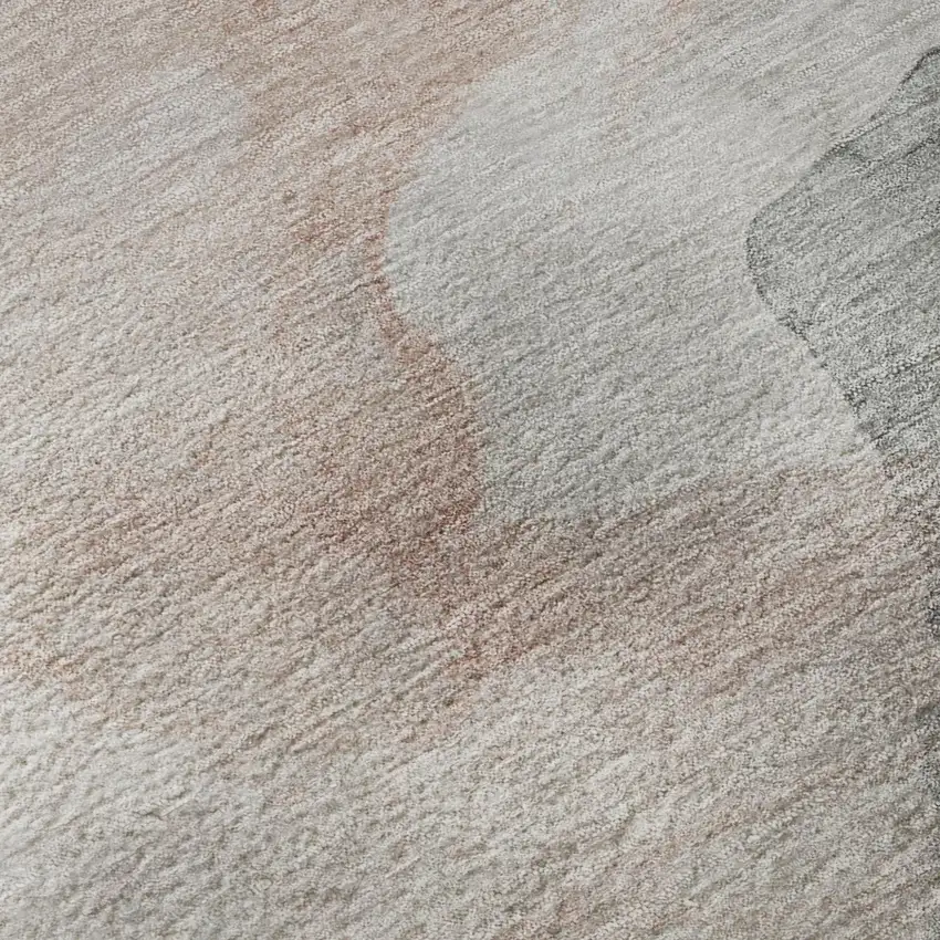 Salmon And Gray Abstract Washable Area Rug With UV Protection Photo 8