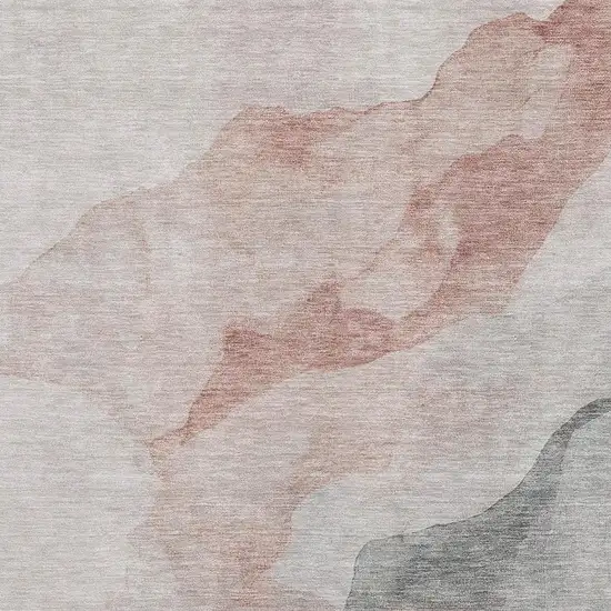 Salmon And Gray Abstract Washable Area Rug With UV Protection Photo 3