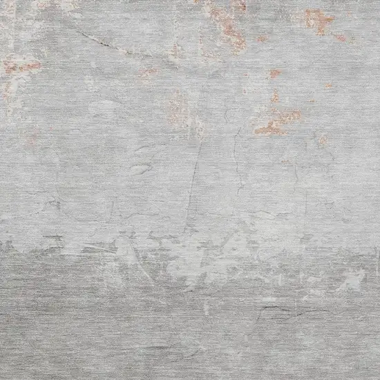 Salmon And Gray Abstract Washable Indoor Outdoor Area Rug Photo 3