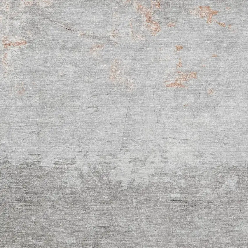 Salmon And Gray Abstract Washable Indoor Outdoor Area Rug Photo 3