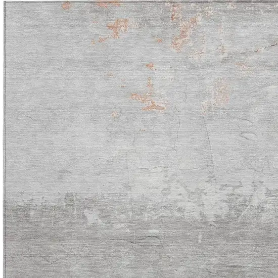 Salmon And Gray Abstract Washable Indoor Outdoor Area Rug Photo 3