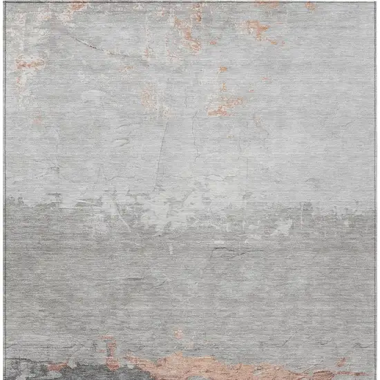 Salmon And Gray Abstract Washable Indoor Outdoor Area Rug Photo 8