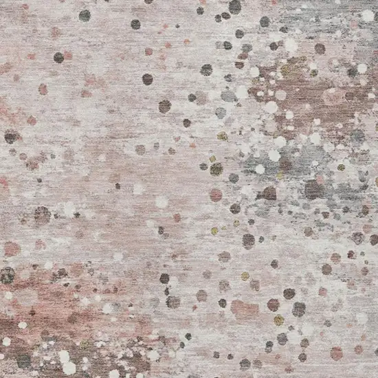 Salmon And Gray Abstract Washable Indoor Outdoor Area Rug Photo 8
