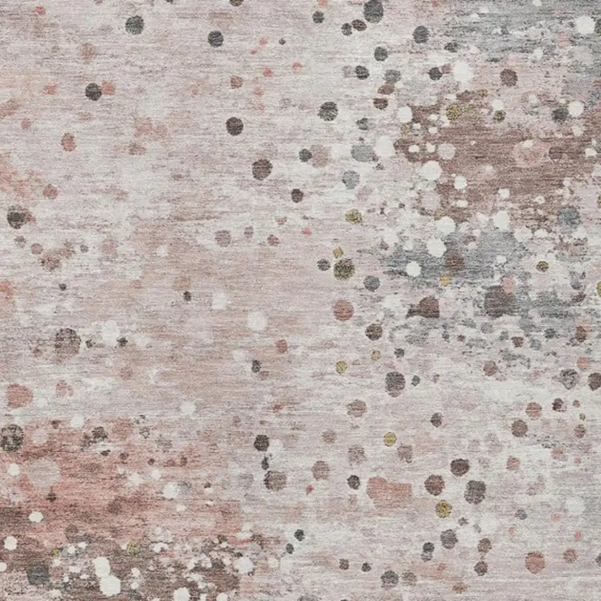 Salmon And Gray Abstract Washable Indoor Outdoor Area Rug Photo 8
