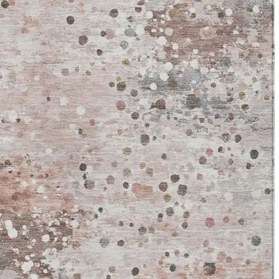 Salmon And Gray Abstract Washable Indoor Outdoor Area Rug Photo 3