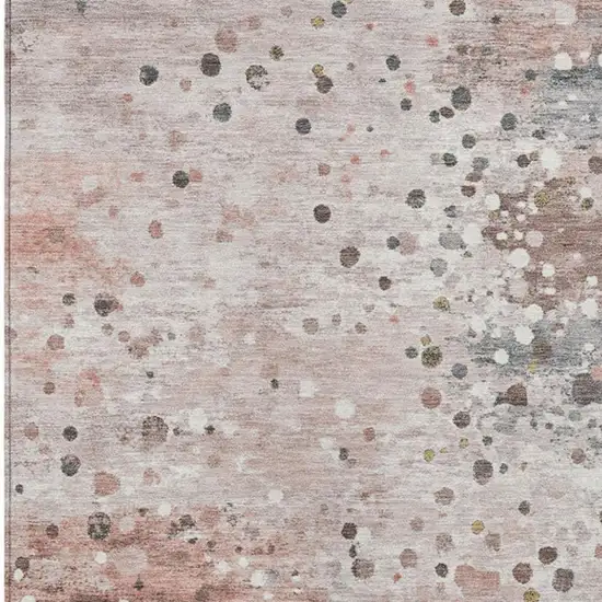Salmon And Gray Abstract Washable Indoor Outdoor Area Rug Photo 3