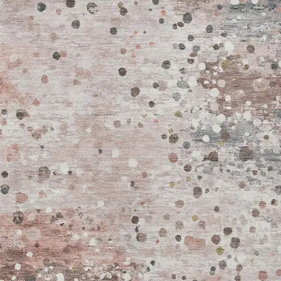 Salmon And Gray Abstract Washable Indoor Outdoor Area Rug Photo 8