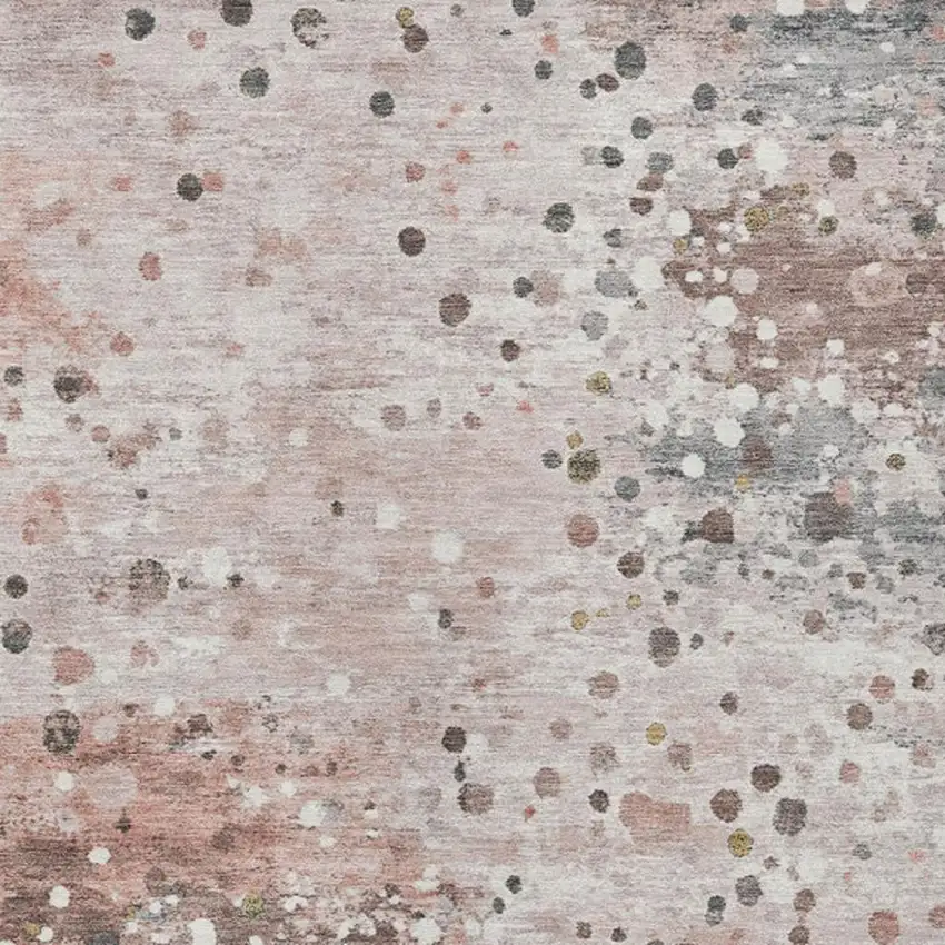 Salmon And Gray Abstract Washable Indoor Outdoor Area Rug Photo 8