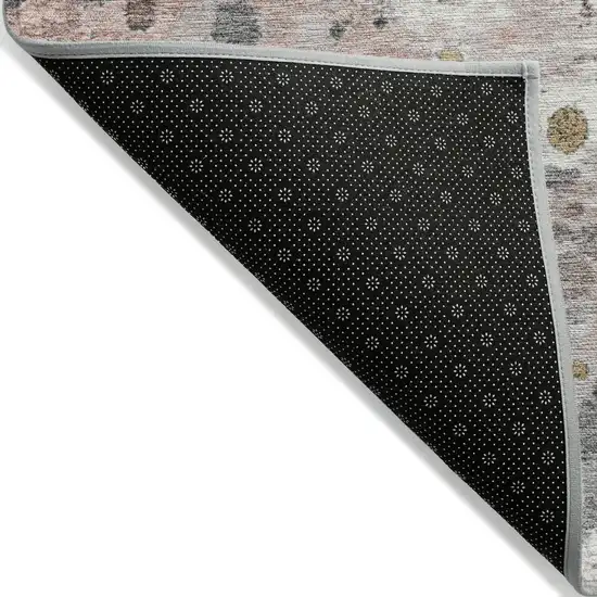 Salmon And Gray Abstract Washable Indoor Outdoor Area Rug Photo 9