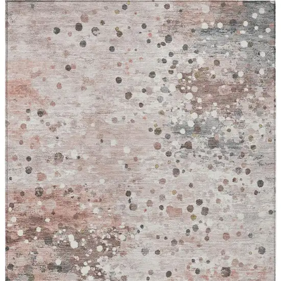 Salmon And Gray Abstract Washable Indoor Outdoor Area Rug Photo 4