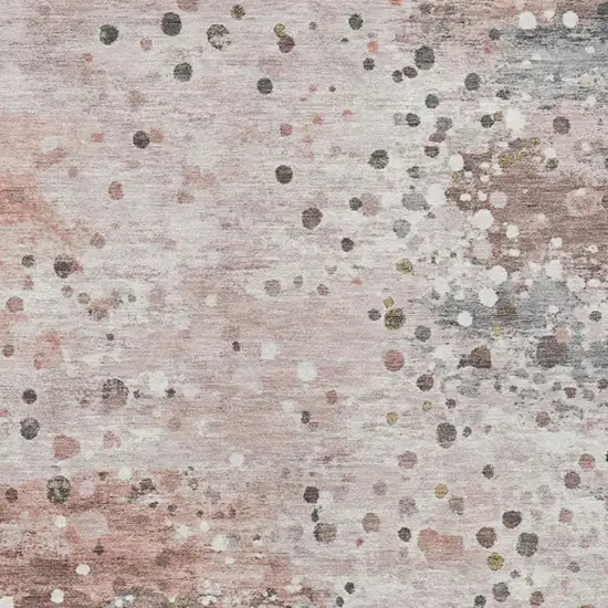 Salmon And Gray Abstract Washable Indoor Outdoor Area Rug Photo 3