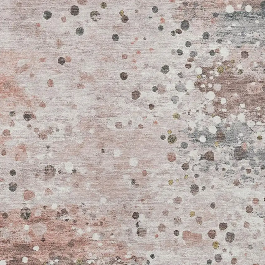 Salmon And Gray Abstract Washable Indoor Outdoor Area Rug Photo 3