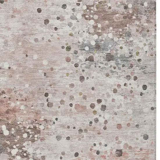 Salmon And Gray Abstract Washable Indoor Outdoor Area Rug Photo 4