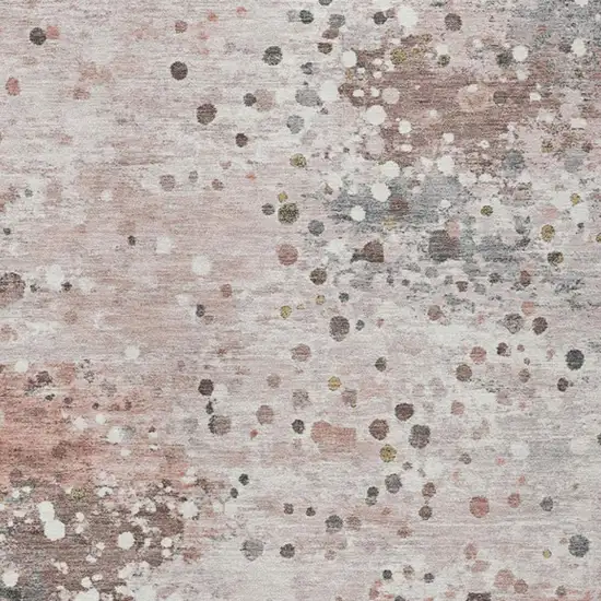 Salmon And Gray Abstract Washable Indoor Outdoor Area Rug Photo 8
