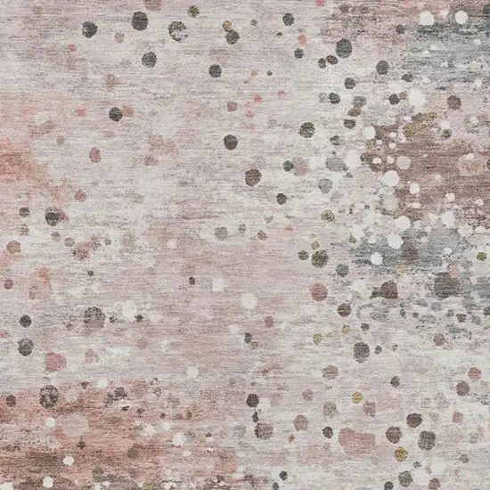 Salmon And Gray Abstract Washable Indoor Outdoor Area Rug Photo 3