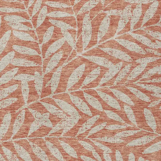 Salmon And Gray Floral Washable Indoor Outdoor Area Rug Photo 6