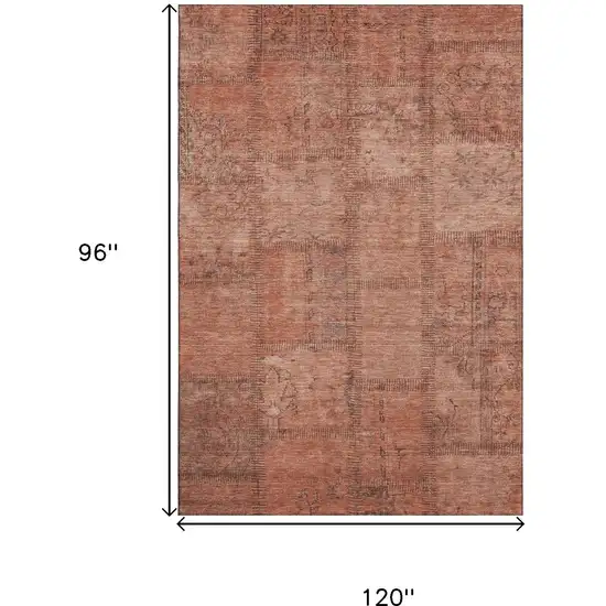 Salmon And Gray Patchwork Washable Area Rug With UV Protection Photo 3