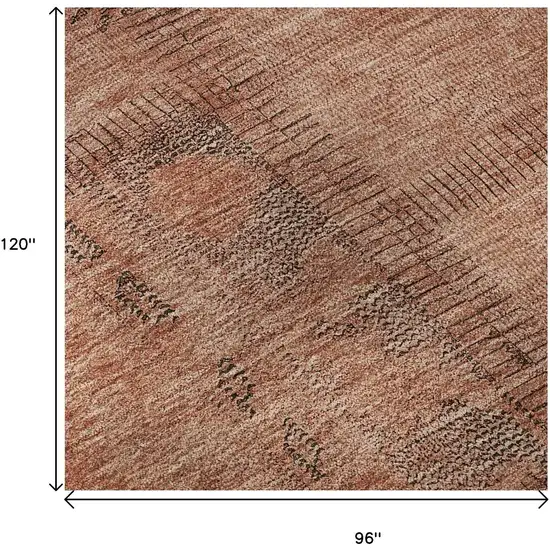 Salmon And Gray Patchwork Washable Area Rug With UV Protection Photo 9