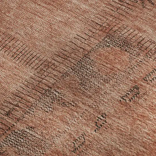 Salmon And Gray Patchwork Washable Area Rug With UV Protection Photo 2