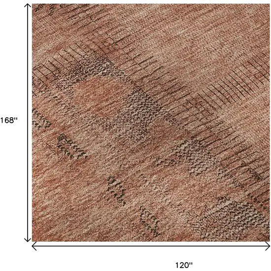 Salmon And Gray Patchwork Washable Area Rug With UV Protection Photo 9