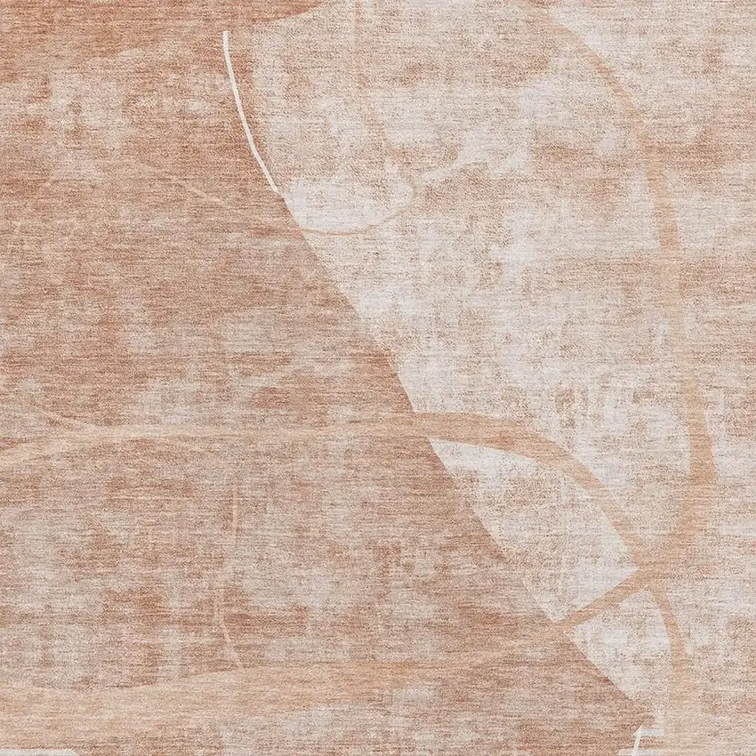 Salmon And Ivory Abstract Geometric Washable Area Rug With UV Protection Photo 4