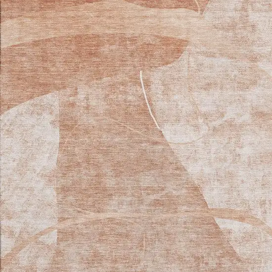 Salmon And Ivory Abstract Geometric Washable Area Rug With UV Protection Photo 3