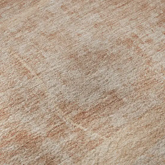 Salmon And Ivory Abstract Geometric Washable Area Rug With UV Protection Photo 1