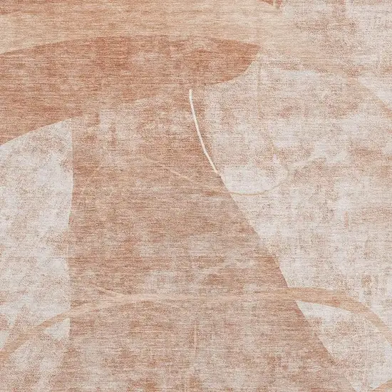 Salmon And Ivory Abstract Geometric Washable Area Rug With UV Protection Photo 4