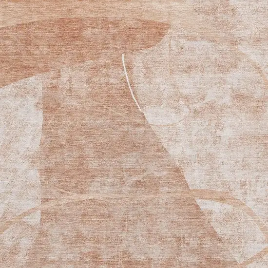 Salmon And Ivory Abstract Geometric Washable Area Rug With UV Protection Photo 4