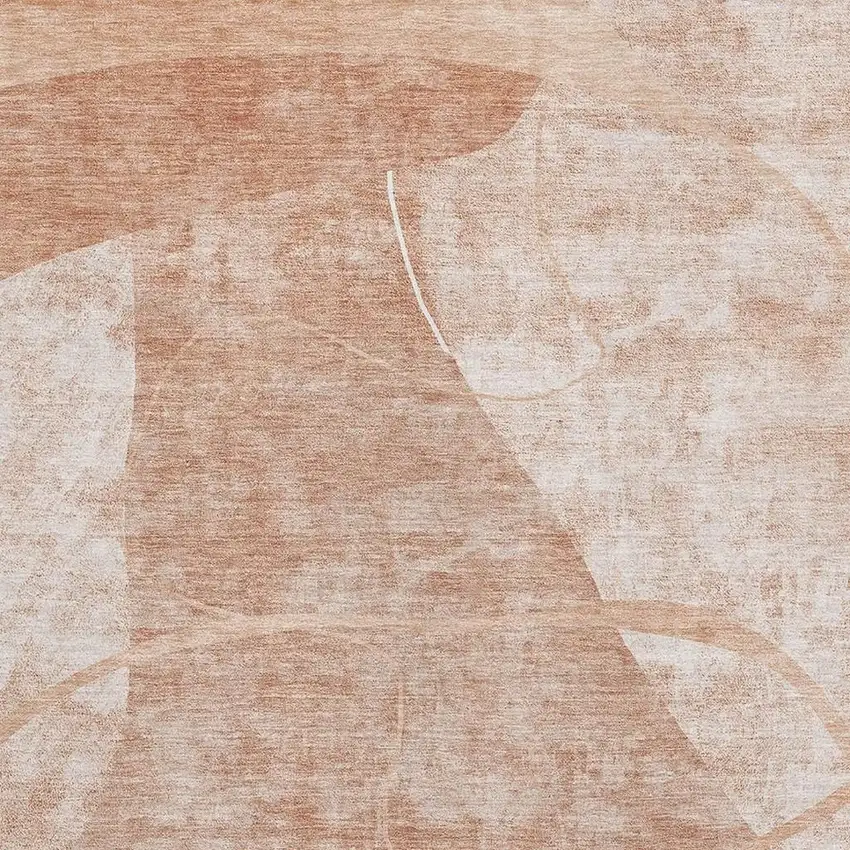 Salmon And Ivory Abstract Geometric Washable Area Rug With UV Protection Photo 4