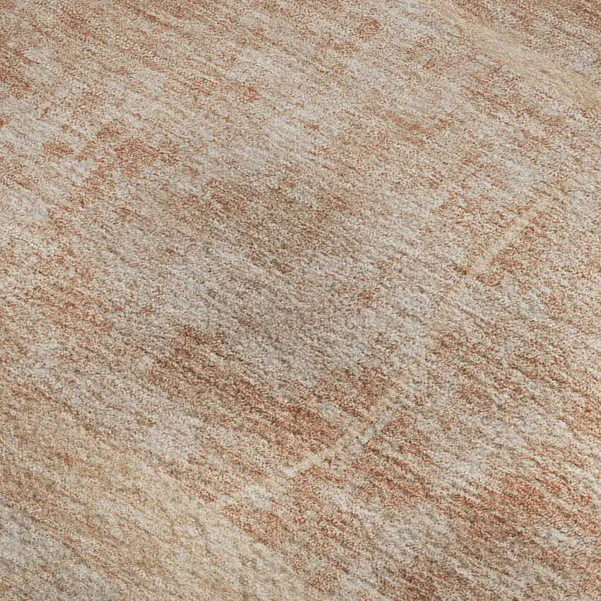 Salmon And Ivory Abstract Geometric Washable Area Rug With UV Protection Photo 4