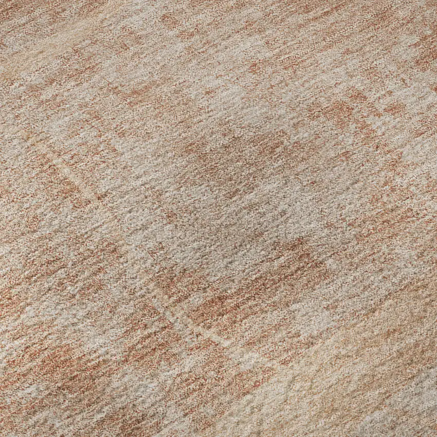 Salmon And Ivory Abstract Geometric Washable Area Rug With UV Protection Photo 1