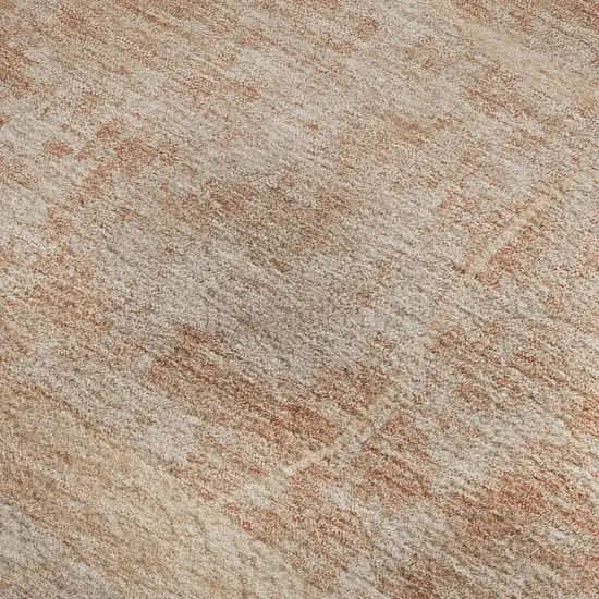 Salmon And Ivory Abstract Geometric Washable Area Rug With UV Protection Photo 4