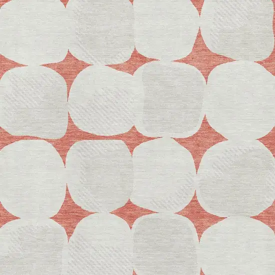 Salmon And Ivory Abstract Geometric Washable Area Rug With UV Protection Photo 3