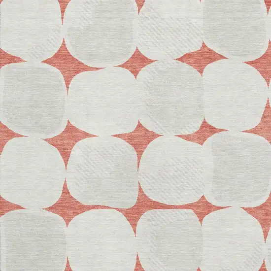Salmon And Ivory Abstract Geometric Washable Area Rug With UV Protection Photo 3