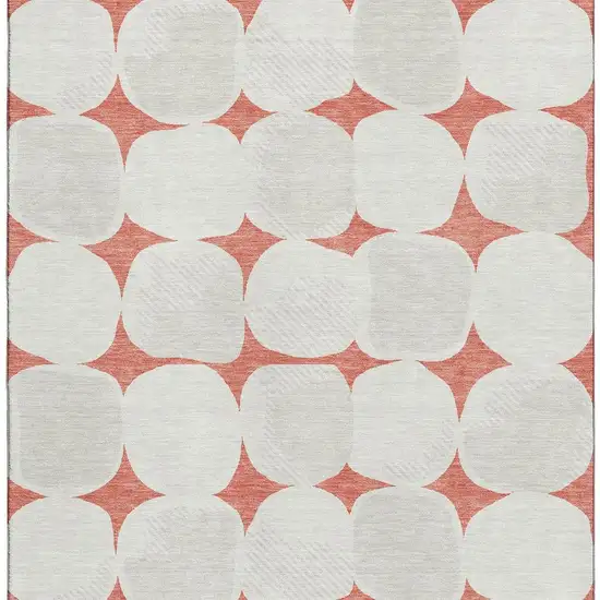 Salmon And Ivory Abstract Geometric Washable Area Rug With UV Protection Photo 3