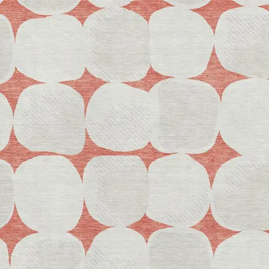 Salmon And Ivory Abstract Geometric Washable Area Rug With UV Protection Photo 3