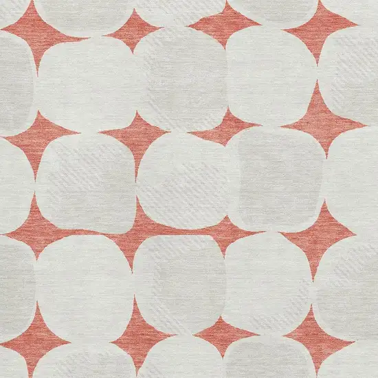 Salmon And Ivory Abstract Geometric Washable Area Rug With UV Protection Photo 3