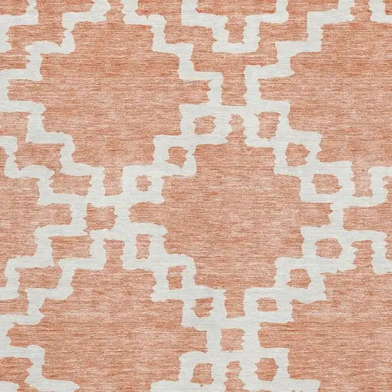 Salmon And Ivory Abstract Geometric Washable Area Rug With UV Protection Photo 3